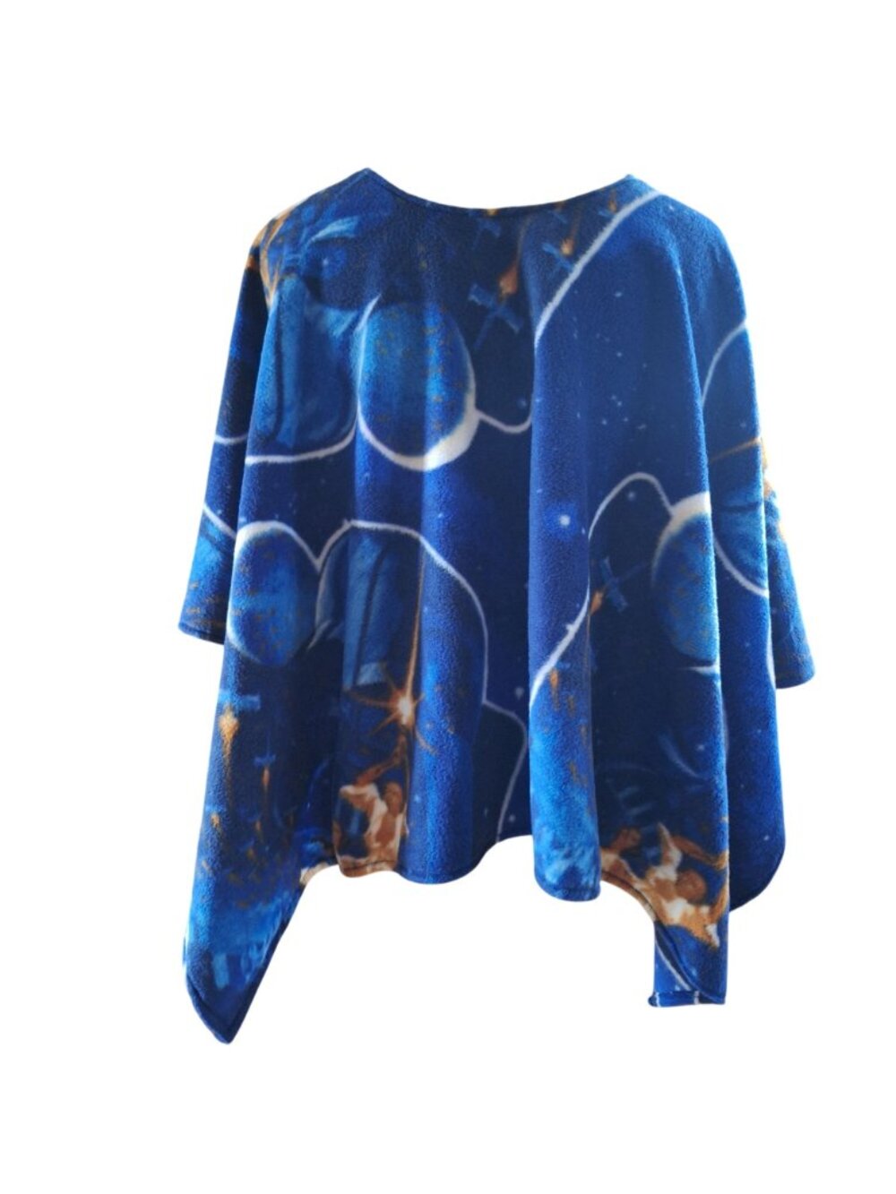 Original Star Wars Fleece Handmade Poncho Blue Orange Lightweight - Picture 2 of 11